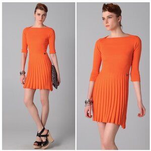 See By Chloe Orange Ribbed Mini Sweater Dress Sz 38